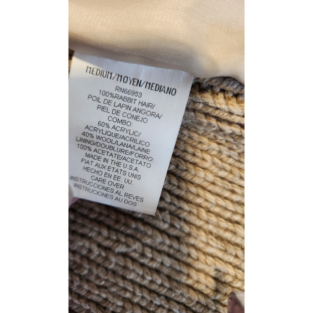 Cynthia Steffe Rabbit Fur Knit Back Vest Size Medium Tan Beige Zip Front - Picture 9 of 13